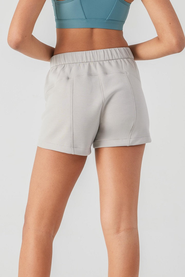 AeroChic™ Running Short for Women with Side Pockets-Stone Grey - SALTUM SPORTS
