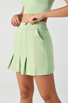 "HiTense™ High-Rise Pleated Mini Skirt in Light Green