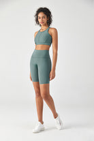 FlexEase™ Black High Waisted Short with Invisible Zip Pocket - SALTUM SPORTS