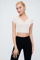 V Neck Short Sleeve Crop Top - SALTUM SPORTS