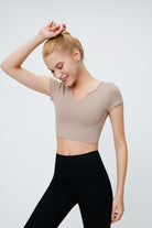 V Neck Short Sleeve Crop Top - SALTUM SPORTS