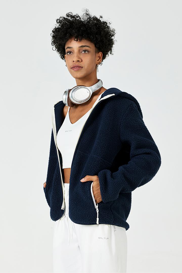 Zip-Up Hooded Sherpa Jacket - SALTUM SPORTS