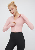 FlexEase™ Cropped Front Zip Long Sleeve Jacket - SALTUM SPORTS