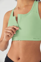 HiTense™ Front Zip Sports Bra with High Support-Lt Green - SALTUM SPORTS