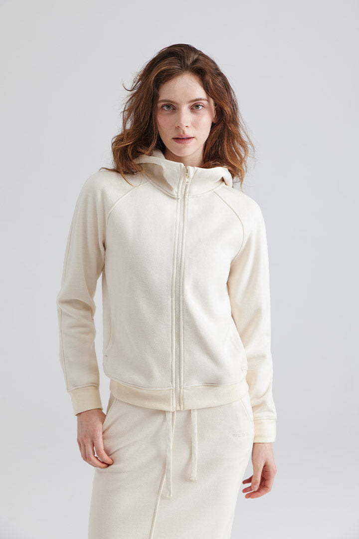 Woman cream-colored tracksuit Full-Zip Hoodie