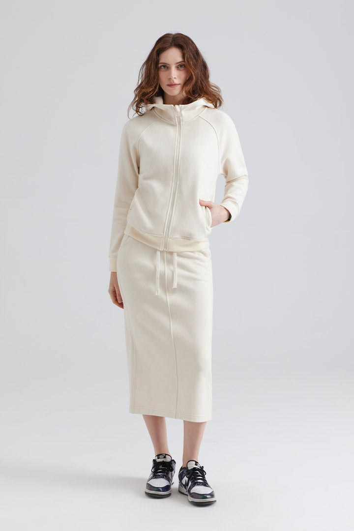 Woman Full-Zip Cropped Loose Warm Hooded Jacket