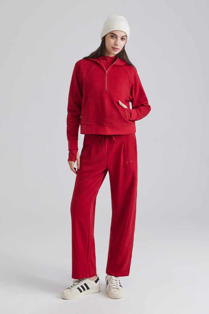 women tracksuit Casual Full-Zip Hoodie and Wide-Leg Pants Set