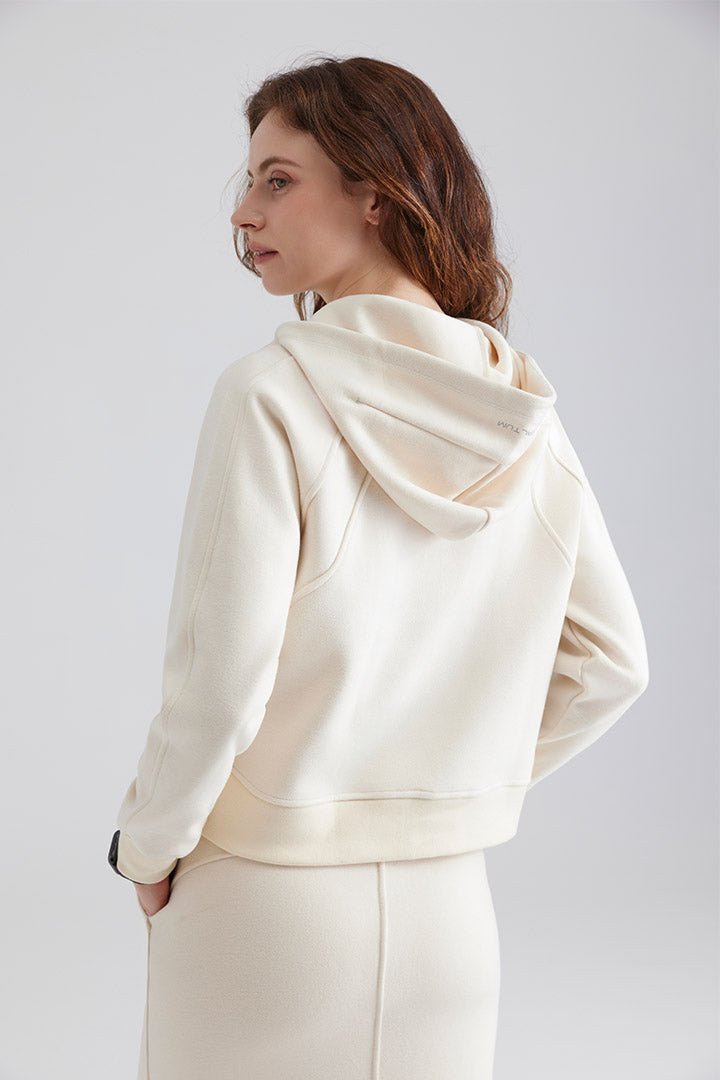 Women Funnel-Neck Half Zip Hooded Pullover