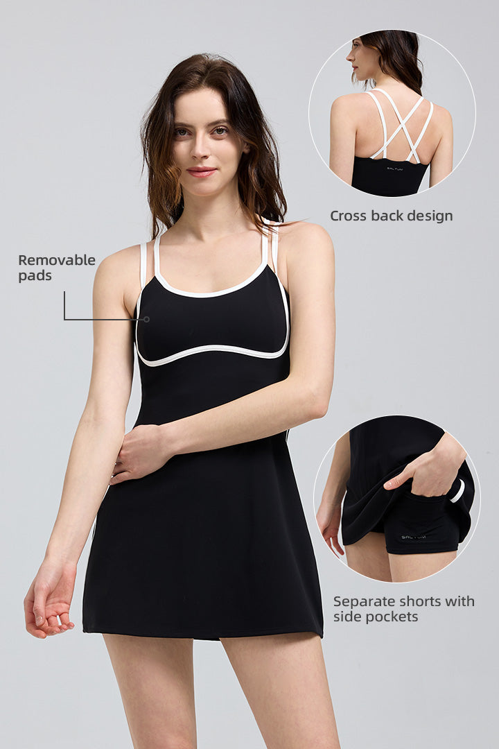 HiTense™ Streamlined Mini Dress With Built-in Shorts & Pockets - SALTUM