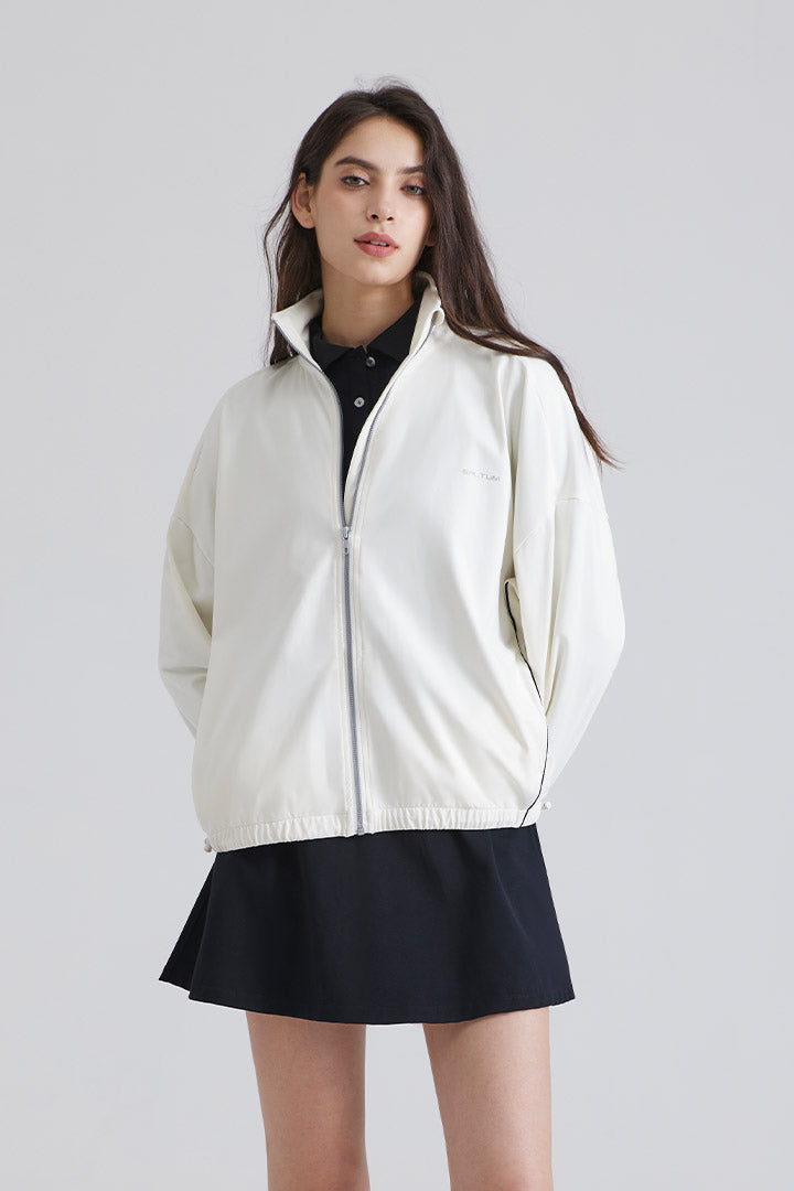 Woman white jacket over a black outfit