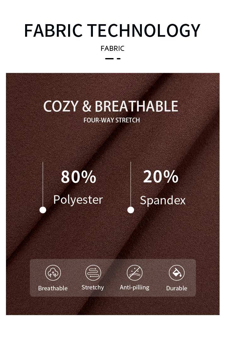 Fabric technology description with brown fabric swatch