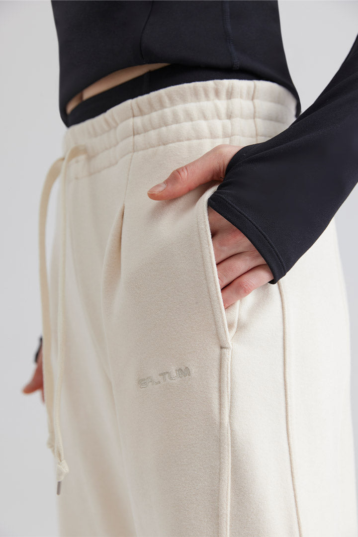 white Women Straight Leg Pants High Waist Relaxed Sweatpants