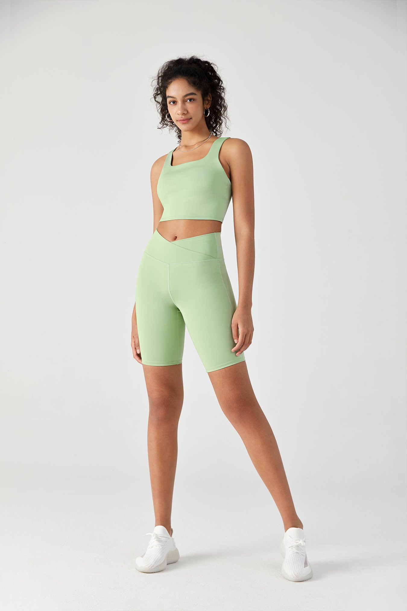 Woman light green Crossover Biker Short athletic outfit