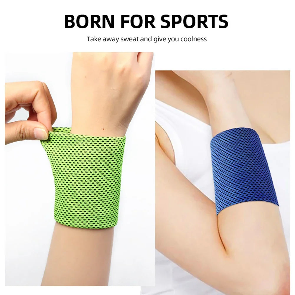 SALTUM Summer Ice Cooling Wrist Sweatband Tennis Sport Wristband Blue