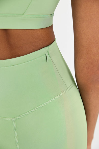FlexEase™ Black High Waisted Short with Invisible Zip Pocket-Lt Green - SALTUM SPORTS