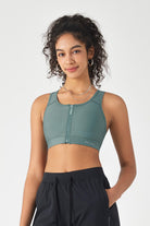 HiTense™ Front Zip Sports Bra with High Support-Lt Teal - SALTUM SPORTS