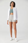 AeroChic™ Running Short for Women with Side Pockets-Stone Grey - SALTUM SPORTS