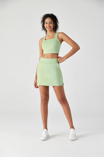FlexEase™ Side-Slit Tennis Skirt-Lt Green - SALTUM SPORTS