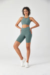 FlexEase™ V-waist Biker Short with Hidden Pocket-Lt Teal - SALTUM SPORTS