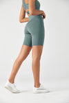 FlexEase™ V-waist Biker Short with Hidden Pocket-Lt Teal - SALTUM SPORTS
