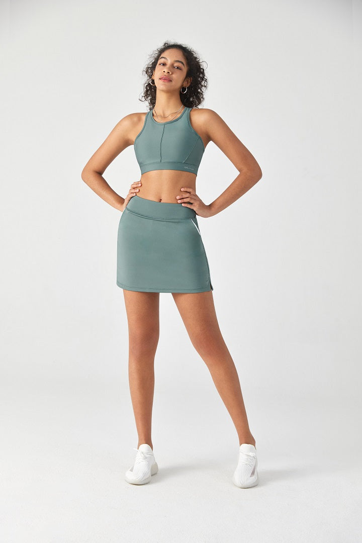 FlexEase™ Side-Slit Tennis Skirt-Lt Teal - SALTUM SPORTS