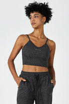 CloudFleece™ Adjustable Cropped Cami-Dark Heather Grey - SALTUM SPORTS