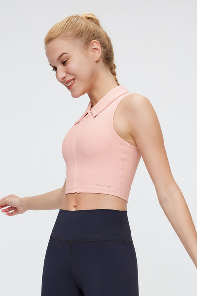 FlexEase™ Collared Crop Top - SALTUM SPORTS