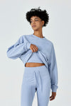 CloudFleece™ Cropped Crew Pullover-Greyish Blue - SALTUM SPORTS
