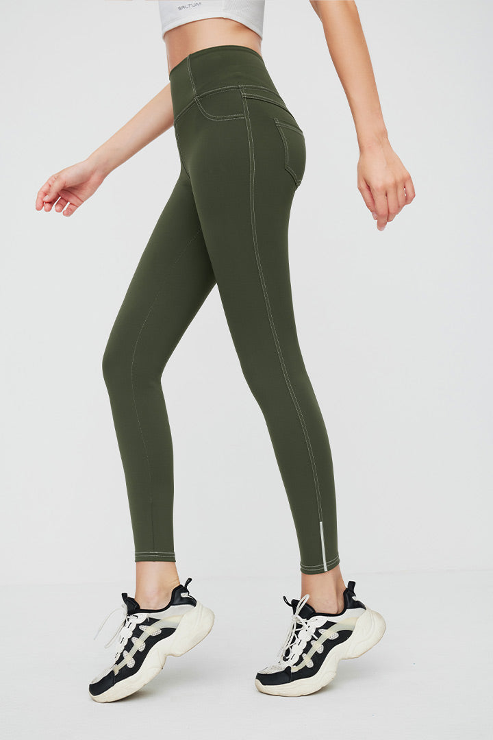 7/8 High Waist Legging/Jegging with Reflective Piping - SALTUM SPORTS