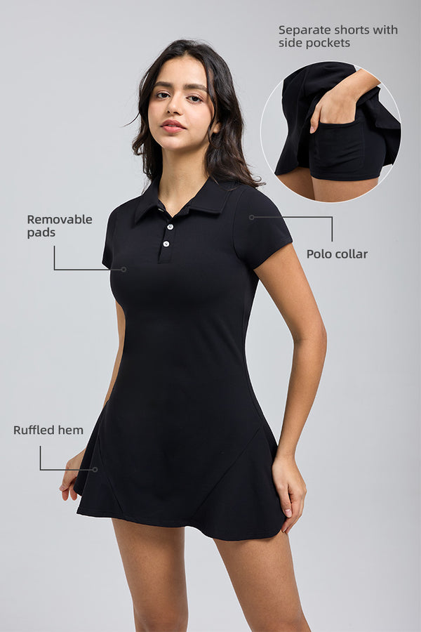 FlexEase™ 2.0 Short Sleeve Tennis Dress with Shorts-saltumsports.com