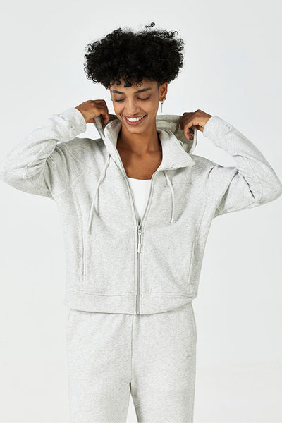 Cropped Zip Hoodie & Straight Leg Sweatpant Set - SALTUM SPORTS