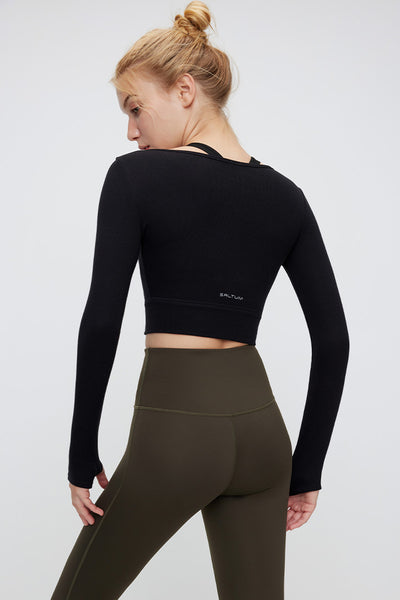 Long Sleeve Cropped Cardigan - SALTUM SPORTS