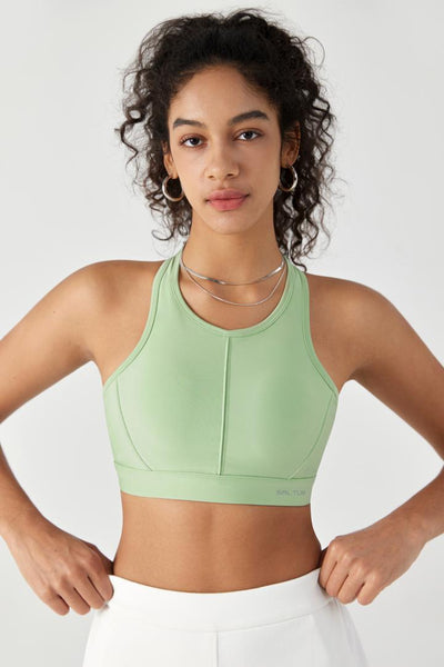 HiTense™ High Support Laser-Cut Sports Bra-Lt Green - SALTUM SPORTS