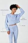CloudFleece™ Cropped Crew Pullover-Greyish Blue - SALTUM SPORTS