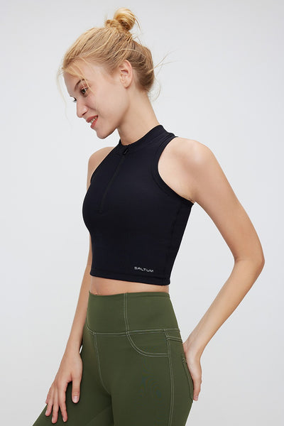 FlexEase™ Women's Half Front Zip Tank Top - SALTUM SPORTS