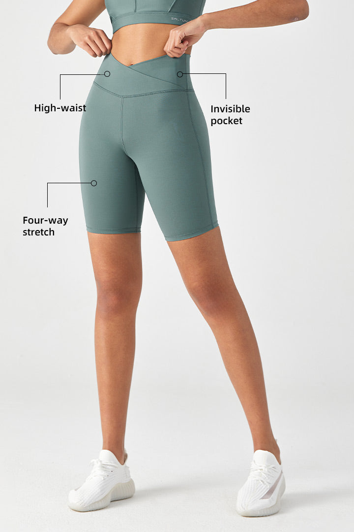 FlexEase™ V-waist Biker Short with Hidden Pocket - SALTUM SPORTS