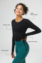 Long Sleeve Yoga Tops with Thumb Hole - SALTUM SPORTS