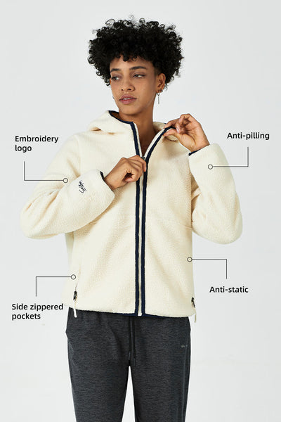 Zip-Up Hooded Sherpa Jacket - SALTUM SPORTS