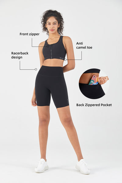 Women's Gym Front Zip Bra & Speedy Short Set - SALTUM SPORTS