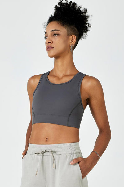 Hitense™ Racerback Sports Bra-Charcoal Grey - SALTUM SPORTS