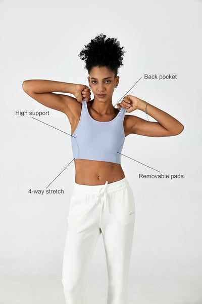 Hitense™ Racerback Sports Bra-Greyish Blue - SALTUM SPORTS