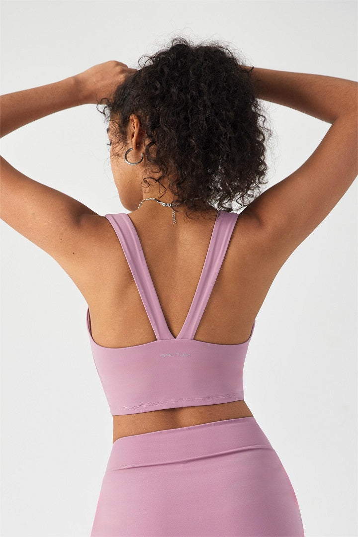 SALTUM Longline Sports Bra V-Back Blush Purple Active Outfits