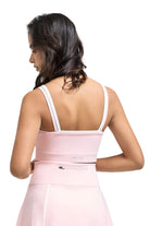 Woman pink and white Double Layer Scoop Bra and dress