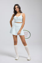 Woman light blue tennis outfit Double Layer StrydeForm Bra and shorts