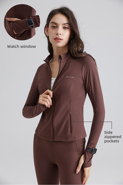 Fitted Stand-Collar Cropped Jacket