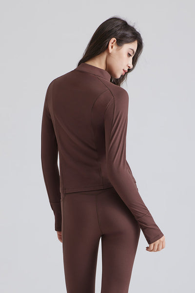 Fitted Stand-Collar Cropped Jacket