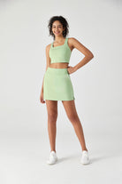  light green athletic outfit Longline Sports Bra V-Back and Mini Pencil Skirt
