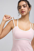 Mini Dress With Seperated Shorts Side Pockets with sleeveless spaghetti strap padded sports dress 