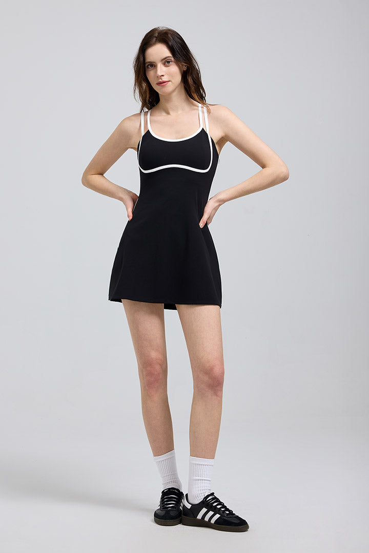 HiTense™ Mini Dress - SALTUM with sleeveless spaghetti strap Streamlined Dress