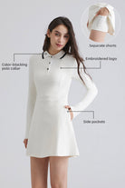Woman white tennis dress with side Pockets